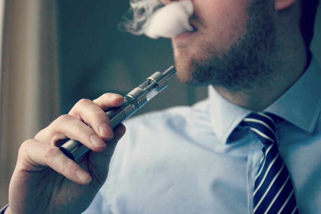 Nicotine vapor from an e-cigarette