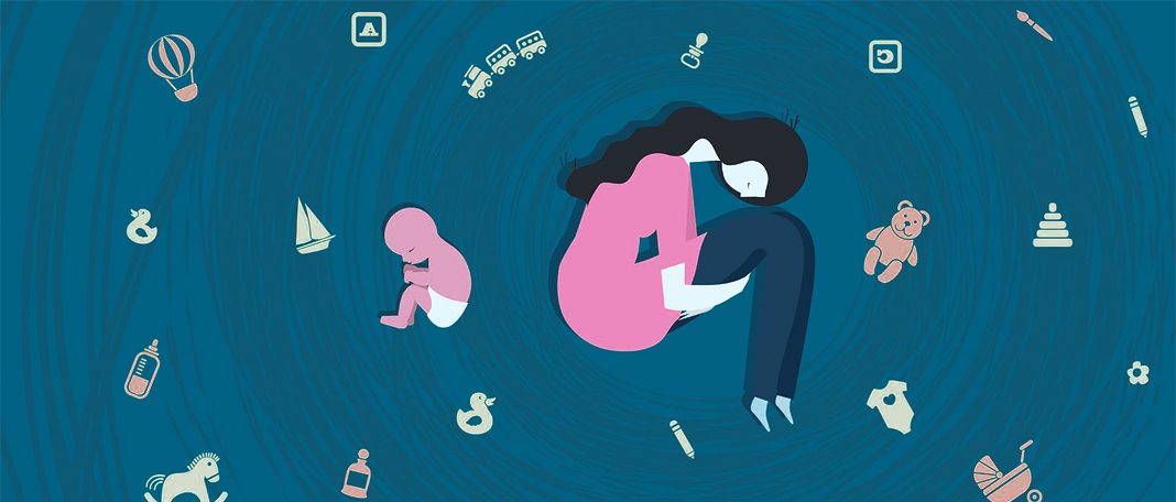 Clipart of mother ignoring her baby